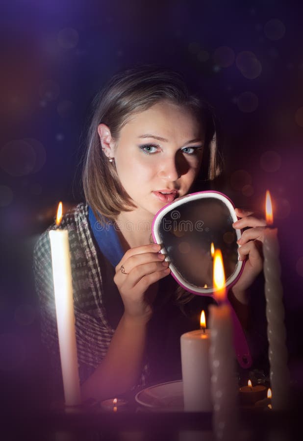 Girl with a candle stock photo. Image of fortune, light 21905756