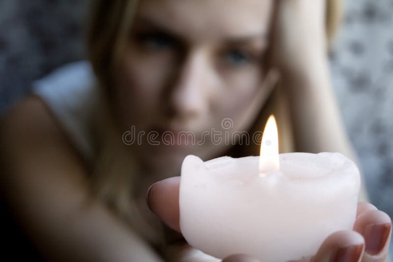 Girl with a candle stock photo. Image of remedial, feminine 9713186