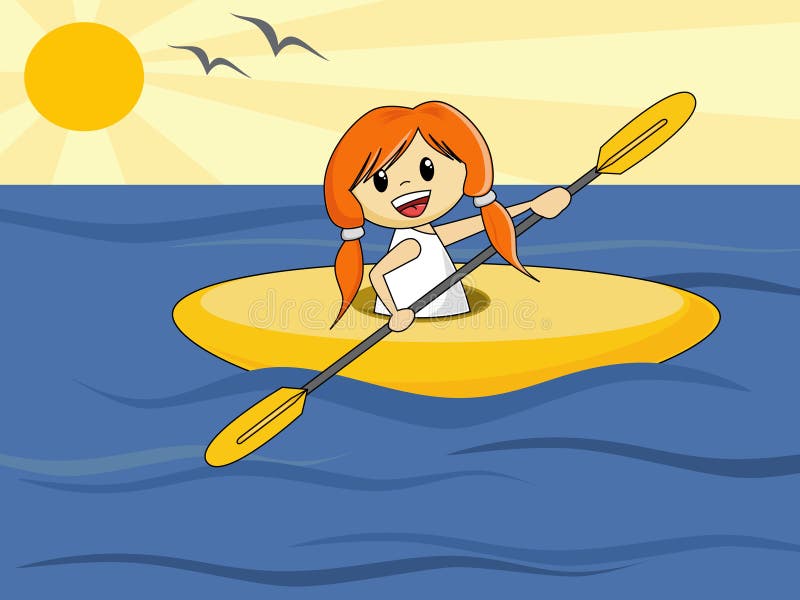 Girl in Canoe stock vector. Illustration of illustration 