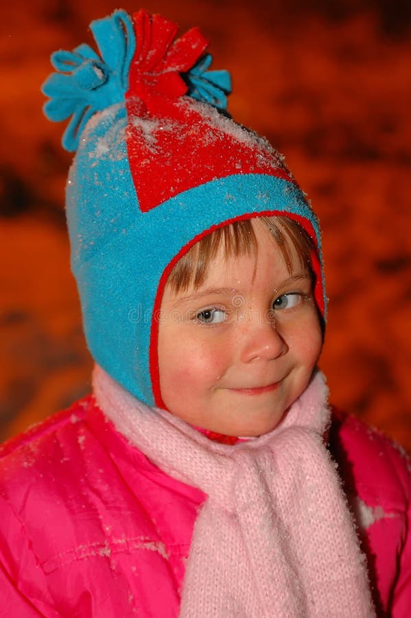 The Girl in a Cap in the Winter Stock Image Image of girl, drops