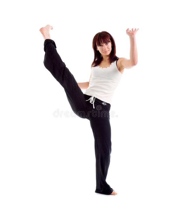 Girl capoeira dancer posing stock photography