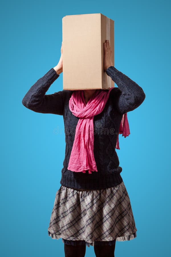 Girl With Cardboard Box Head Royalty Free Stock Image Image 28218806