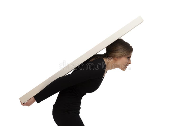 Girl Carrying a Huge Weight Stock Image Image of heavy, carrying