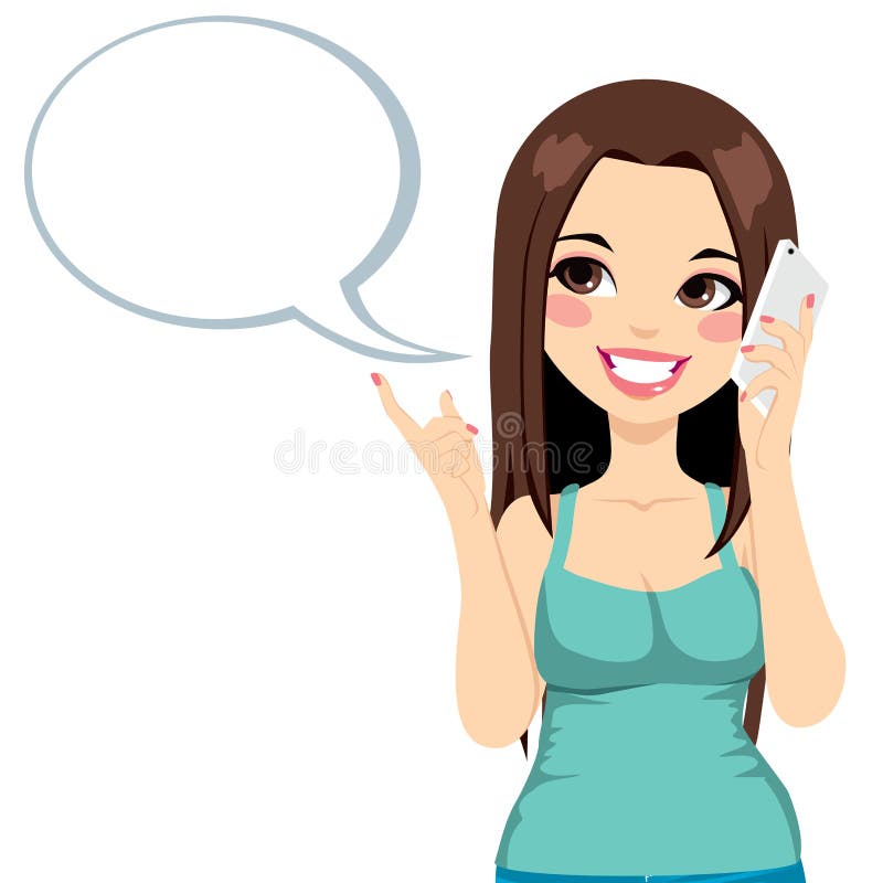 Girl Cellphone Conversation vector illustration