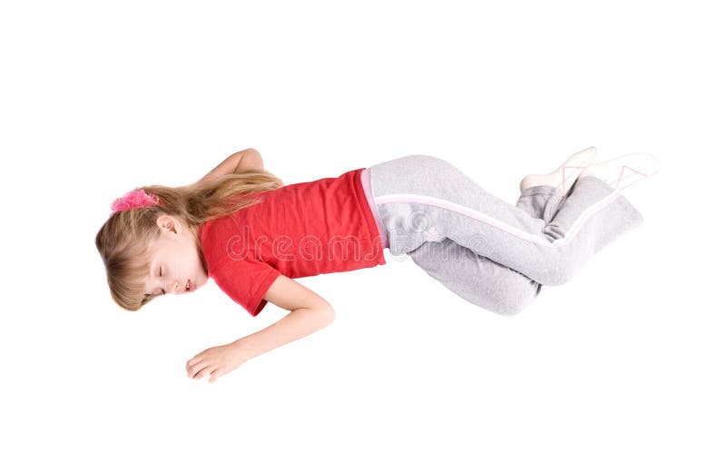 Girl child sleep on floor. stock photo Girl child sleep on floor. stock photo