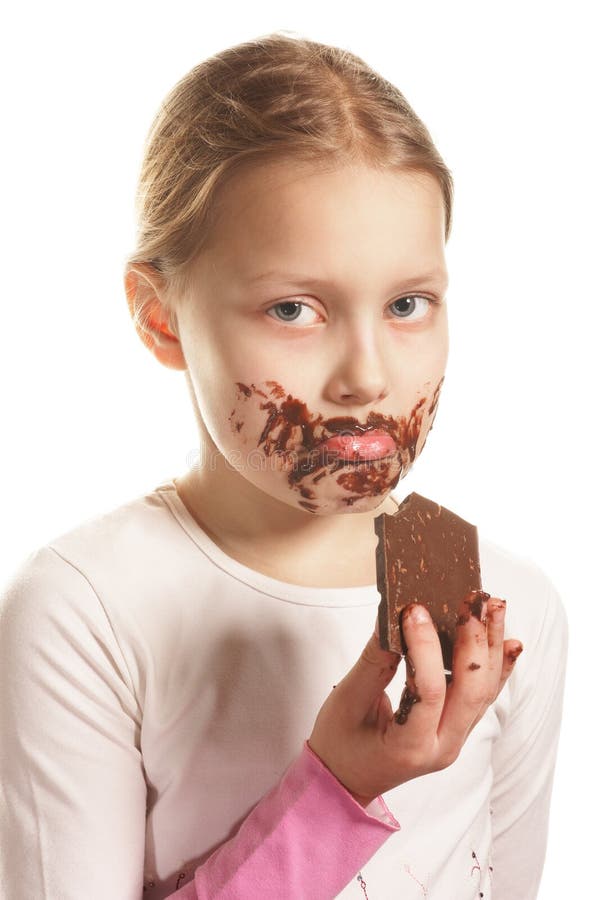 Girl with Chocolate stock image. Image of highkey, innocence 13010949