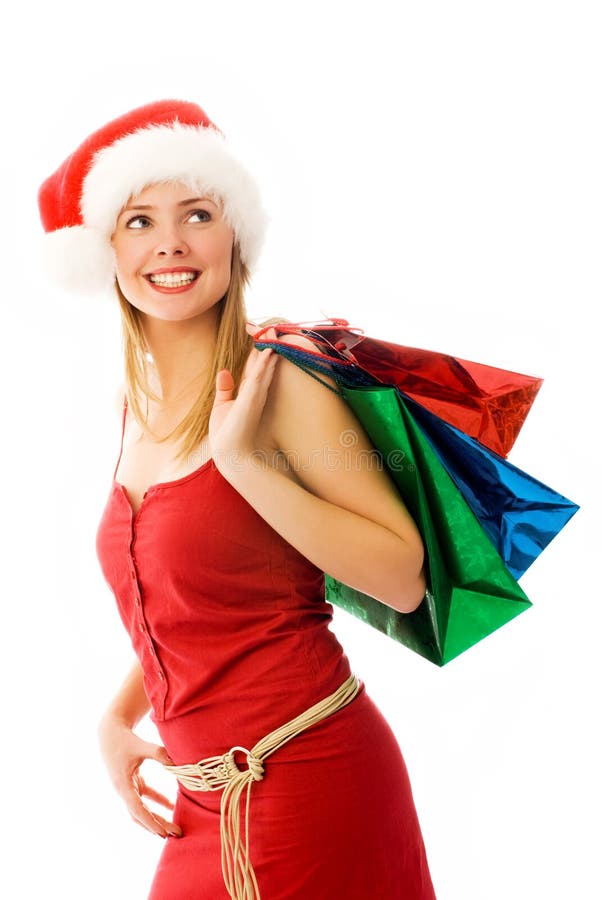 Girl with Christmas presents