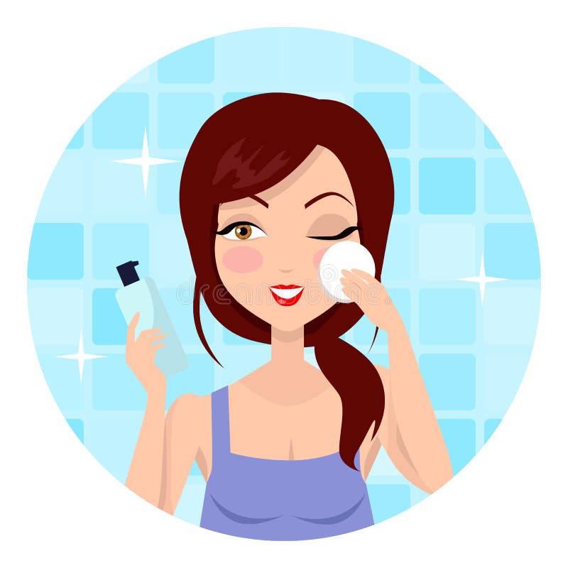 Girl Cleaning and Care Her Face vector illustration Girl Cleaning and Care Her Face vector illustration