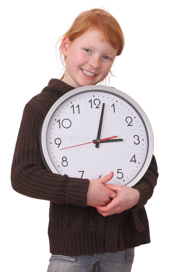 Girl with clock stock image. Image of clock, girl, second 30179599