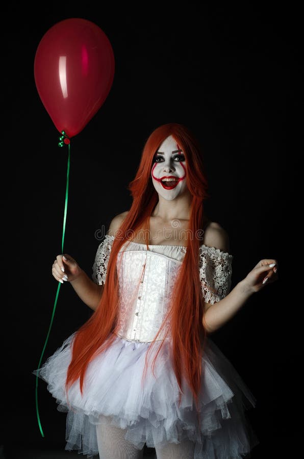 A Girl in a Clown Costume with Scary Makeup Stock Image - Image of hell ...