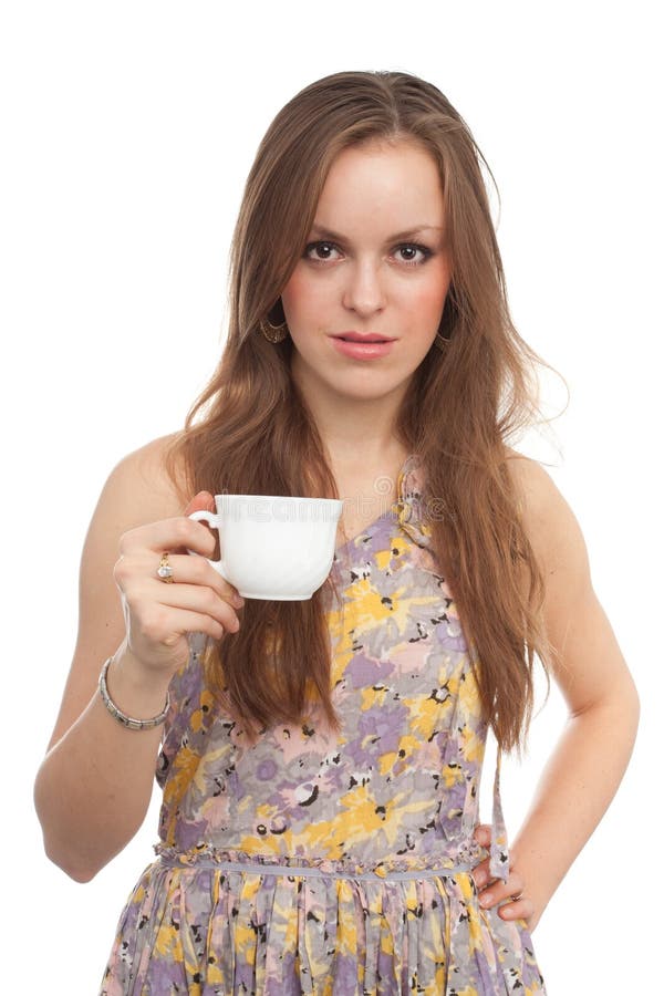 Girl with a coffee cup stock photo. Image of beauty, casual 22155290