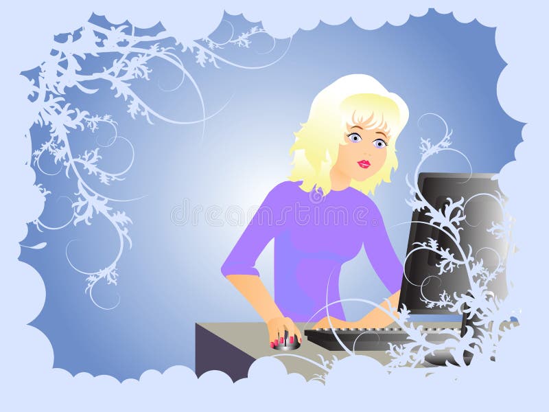 Girl and computer