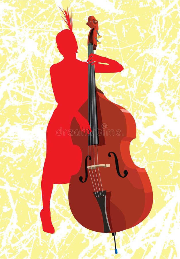 The girl with a contrabass vector illustration