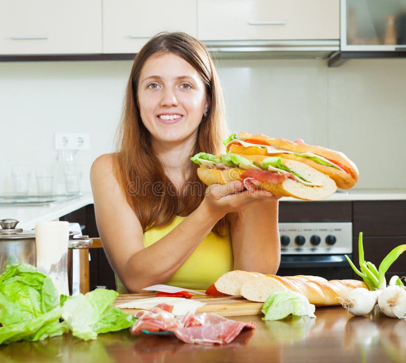 Girl with Cooked Spanish Sandwiches Stock Image Image of homework