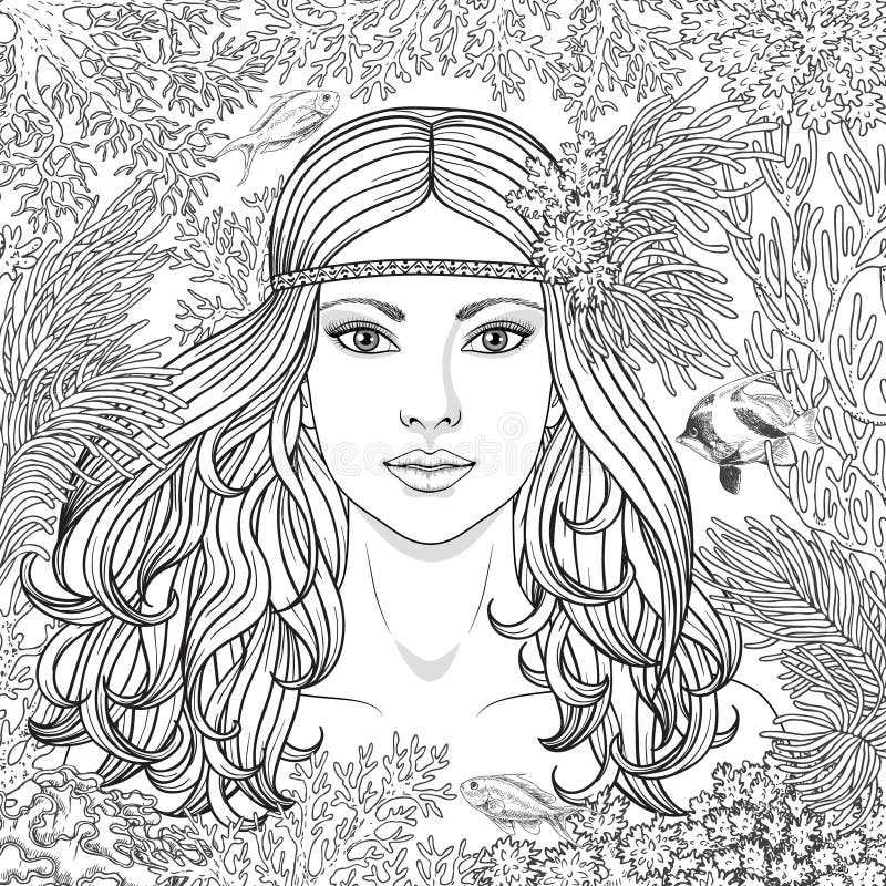 Retro coloring page for girls presenting Barbie