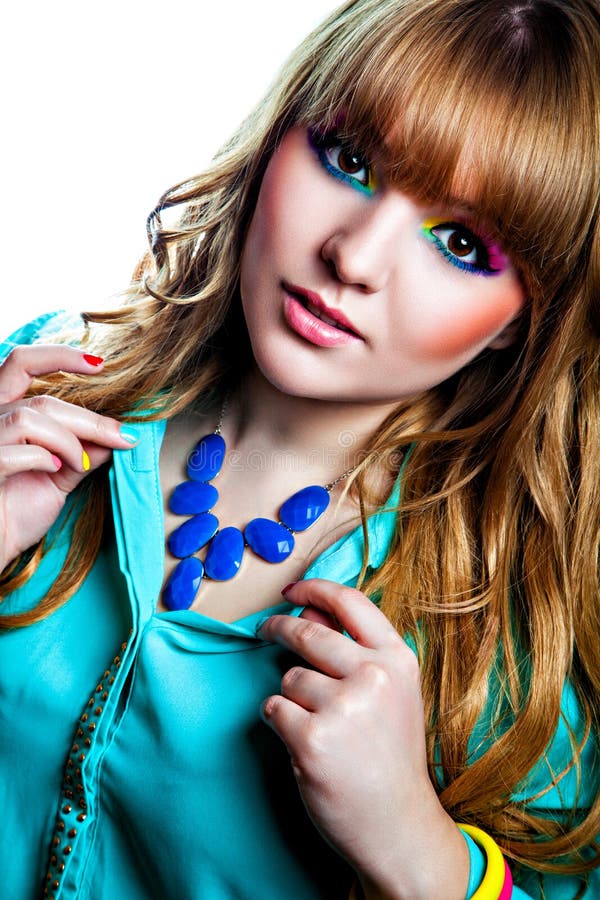 Girl with creative rainbow make-up royalty free stock photos Girl with creative rainbow make-up royalty free stock photos