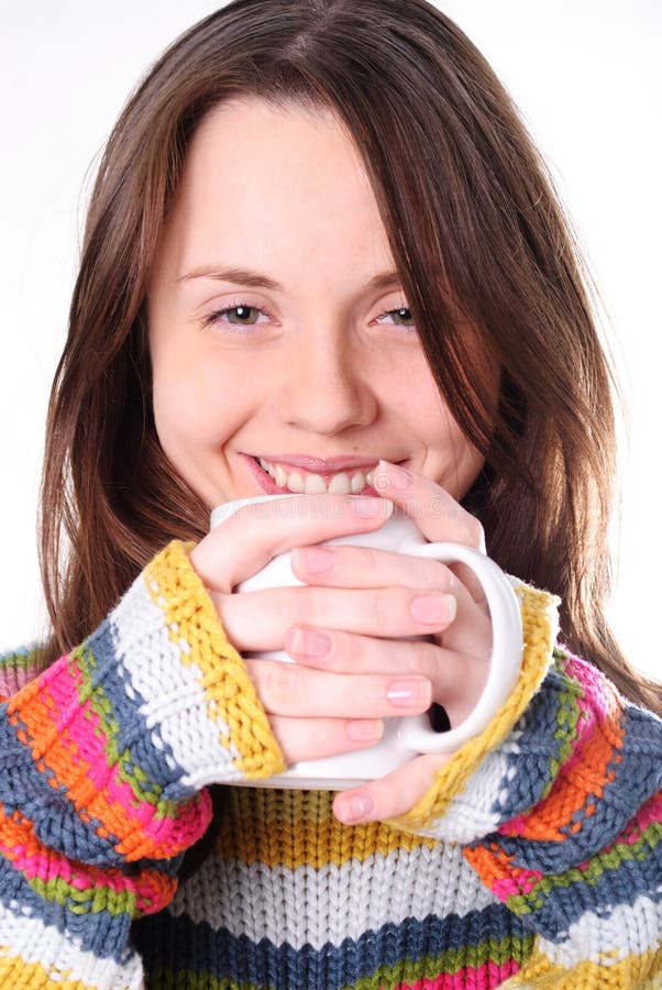 Girl with cup of tea stock photo. Image of human, coffee - 18124278