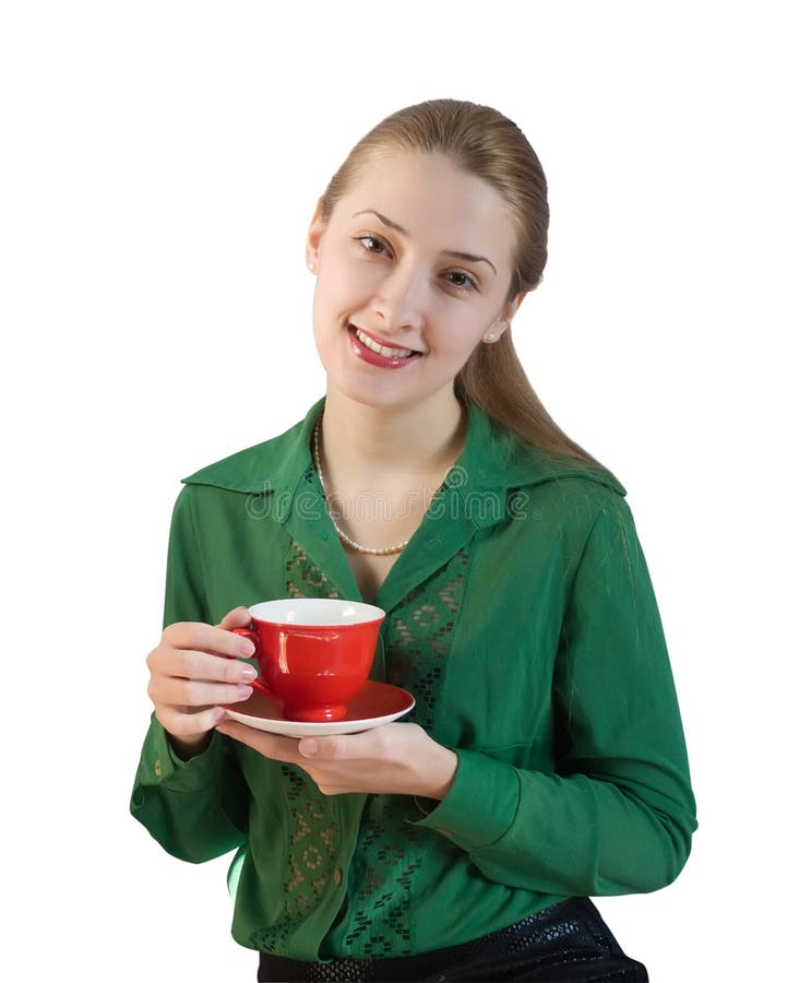 Girl with cup of tea stock photo. Image of green, clear 6980252