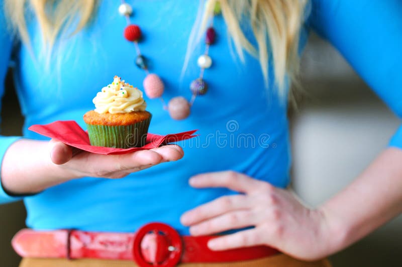 Girl with Cupcake stock photo. Image of treat, dessert 23852678