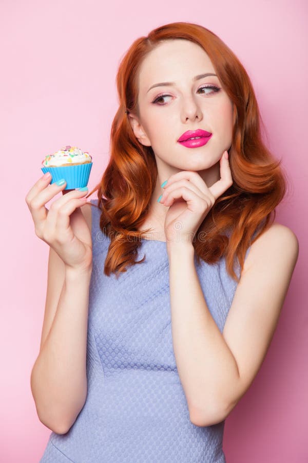 Girl with cupcake stock photo. Image of youth, vintage 41592774
