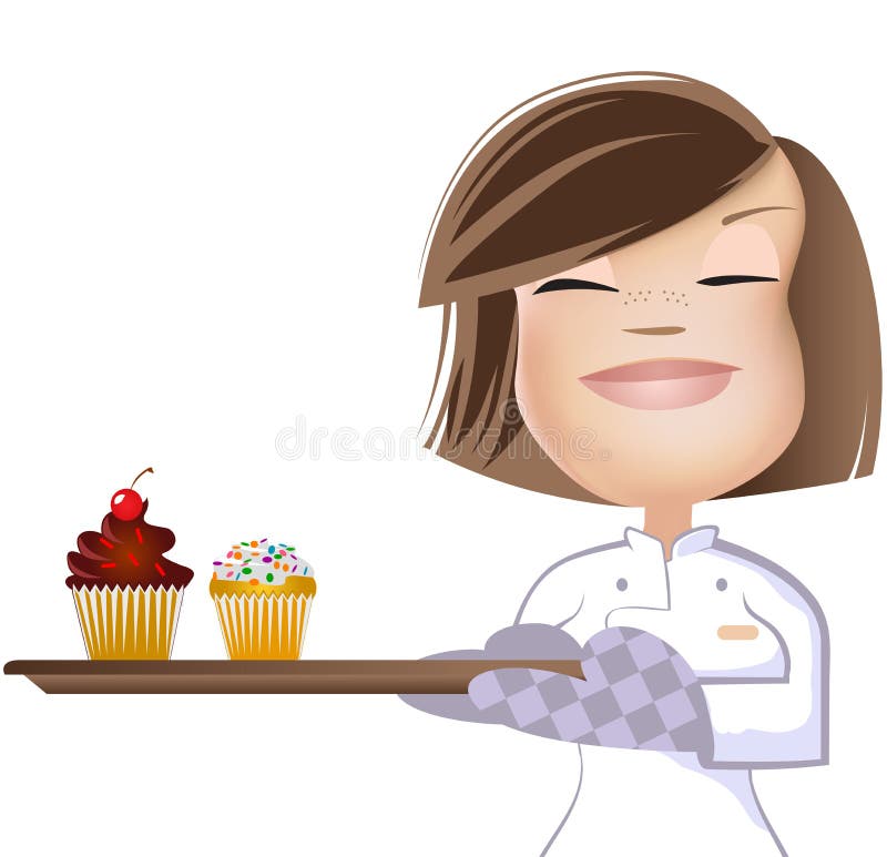 Vector image of a girl making cupcakes. Vector image of a girl making cupcakes