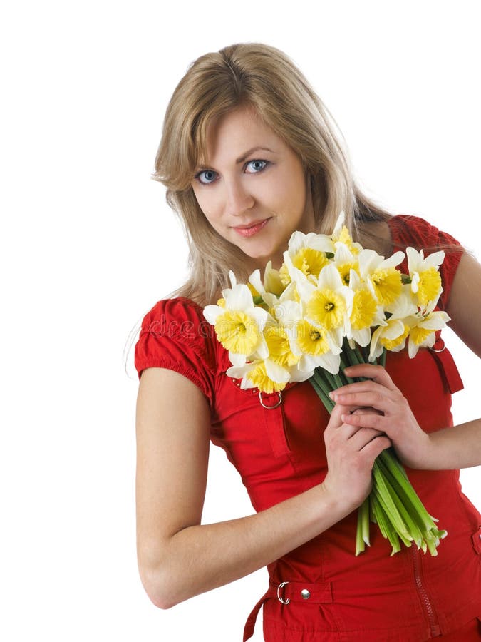 Girl with daffodils