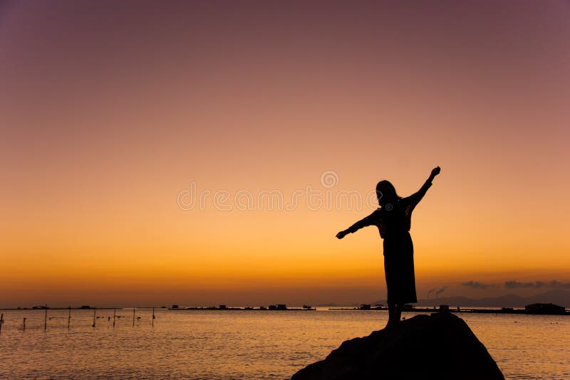 Girl Dancing on the Beach at Sunset Stock Image Image of flexible