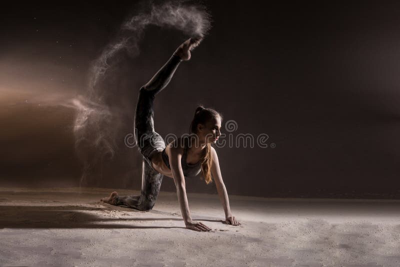 Girl dancing in flour stock photography Girl dancing in flour stock photography