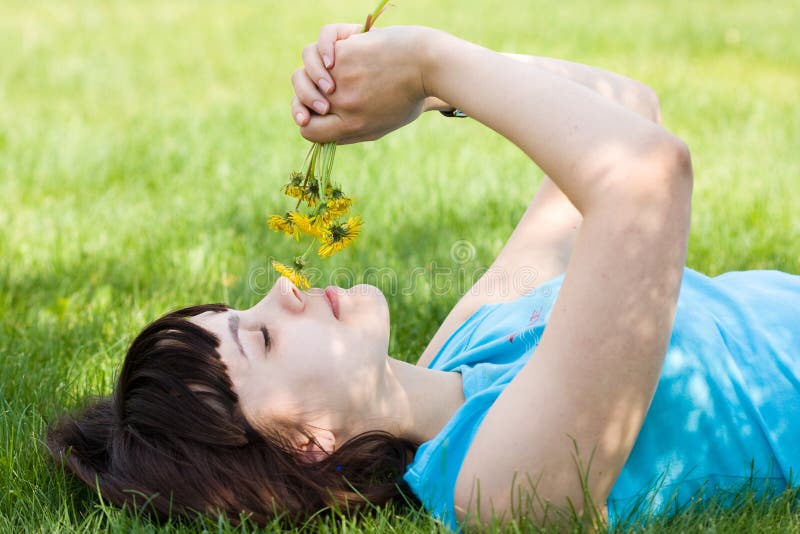 Girl with dandelions