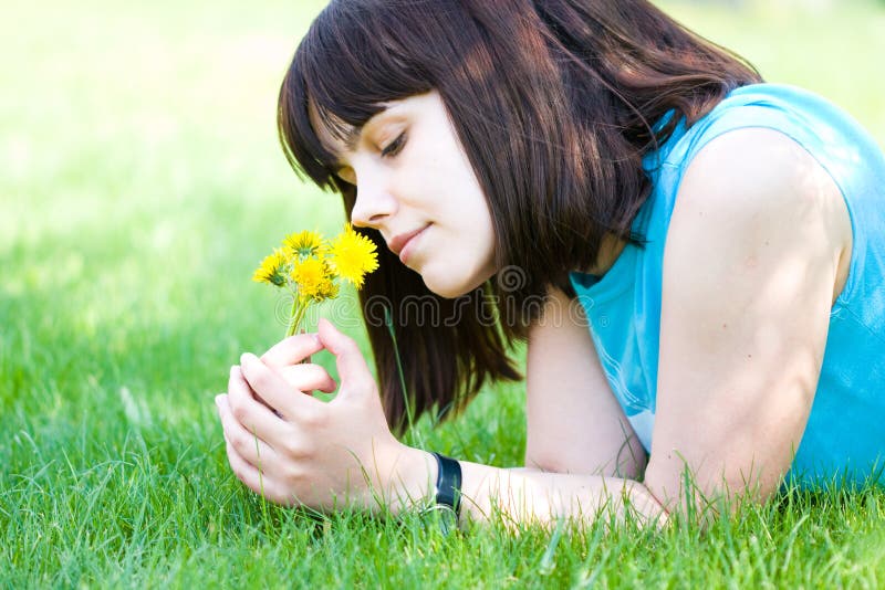 Girl with dandelions