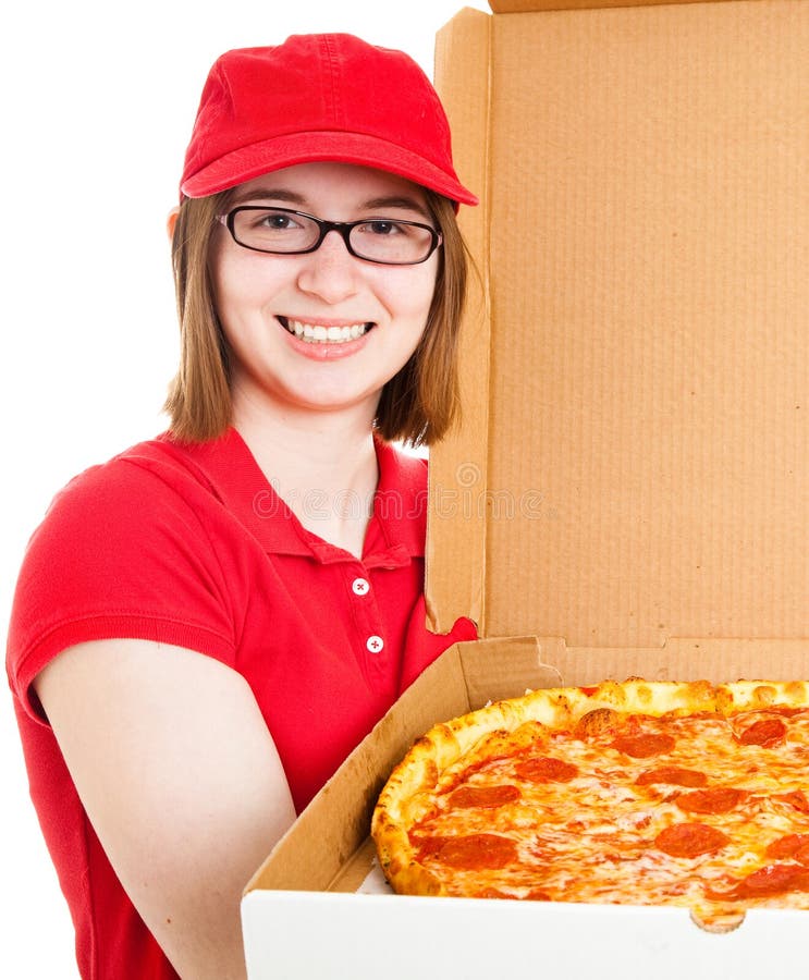 Girl Delivering Pizza stock photo. Image of caucasian 24903596