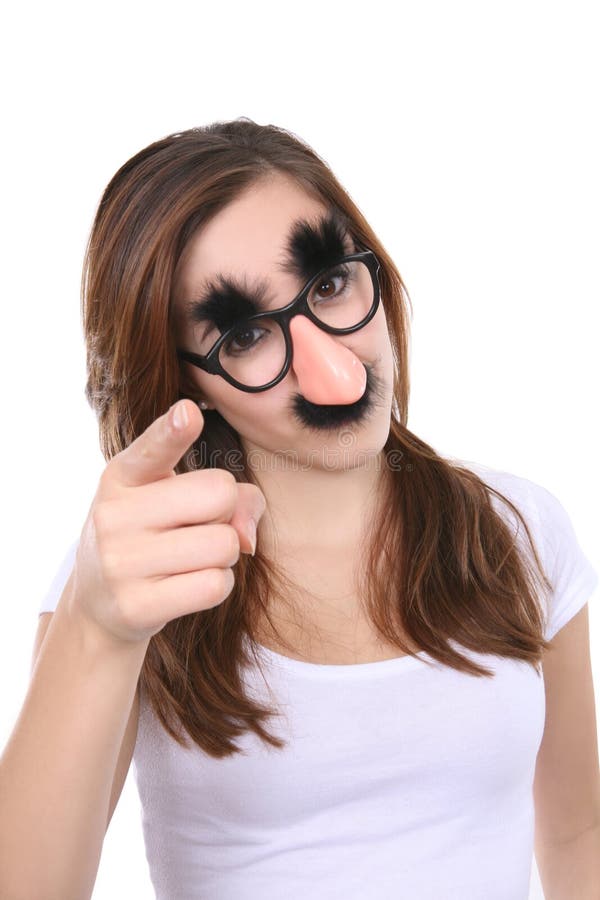 Woman Wearing Fake Nose and Gl Stock Image - Image of isolated, disguise:  2115651