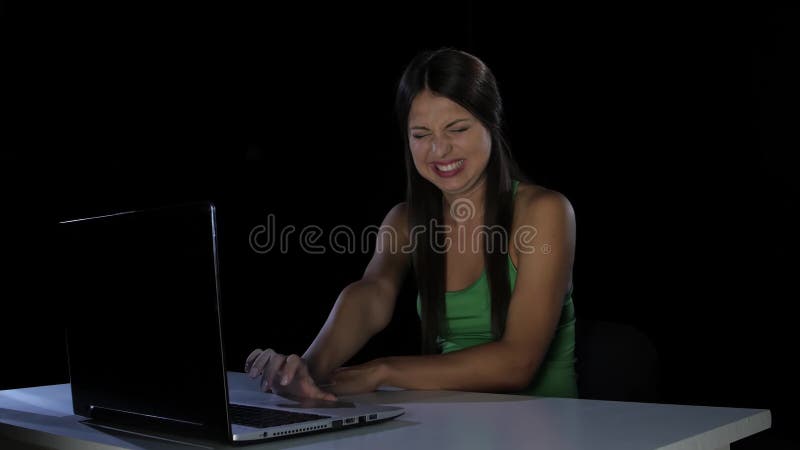 The girl disgusted by watching videos in internet