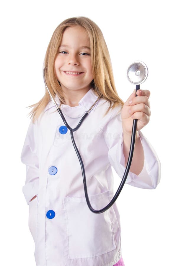 Girl in doctor costume stock photo. Image of assistance 28135424