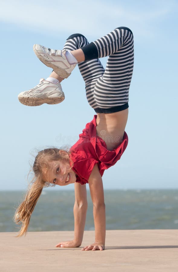 Girl doing handstand