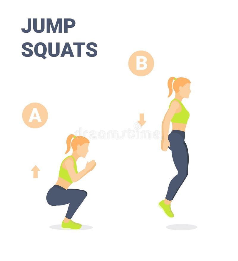 Squat Jumps with Resistance Band Female Home Workout Exercise Guidance ...