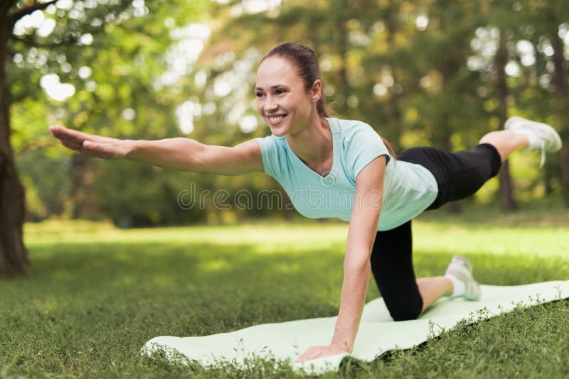 Yoga Woman On Green Image & Photo (Free Trial)