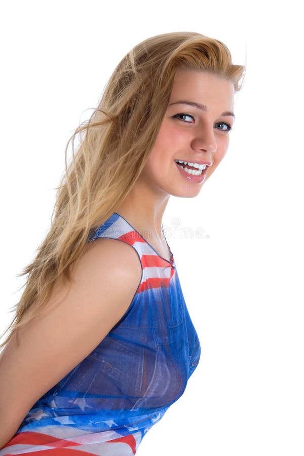 Girl in dress from the American flag