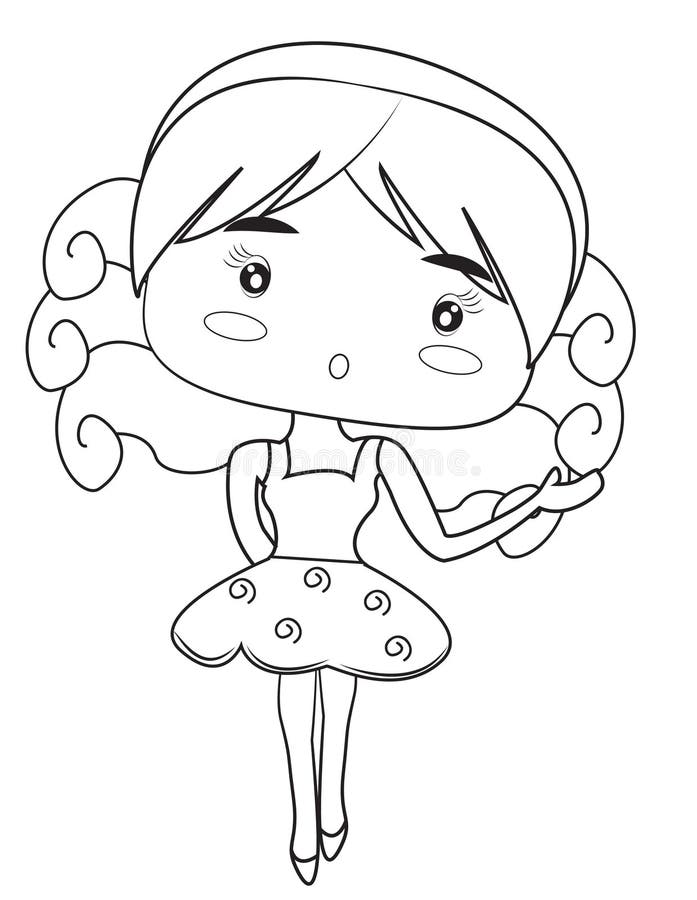 Girl in a dress coloring page