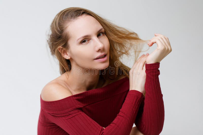 Girl in dress at studio stock photography