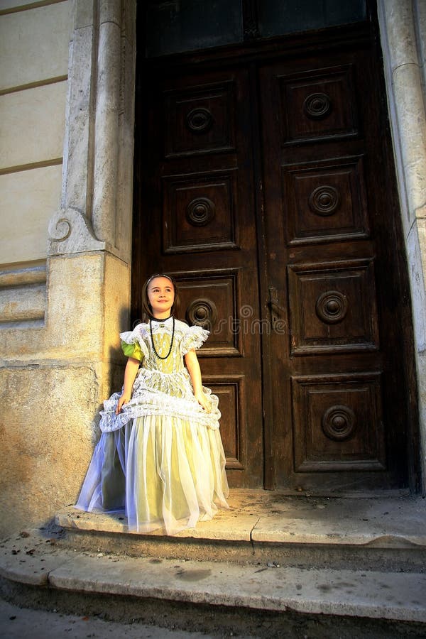 Girl dressed in vintage dress