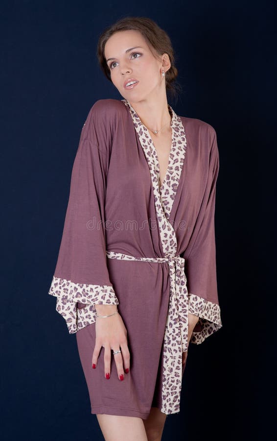 Girl in a dressing gown stock photo. Image of clothing 20611150