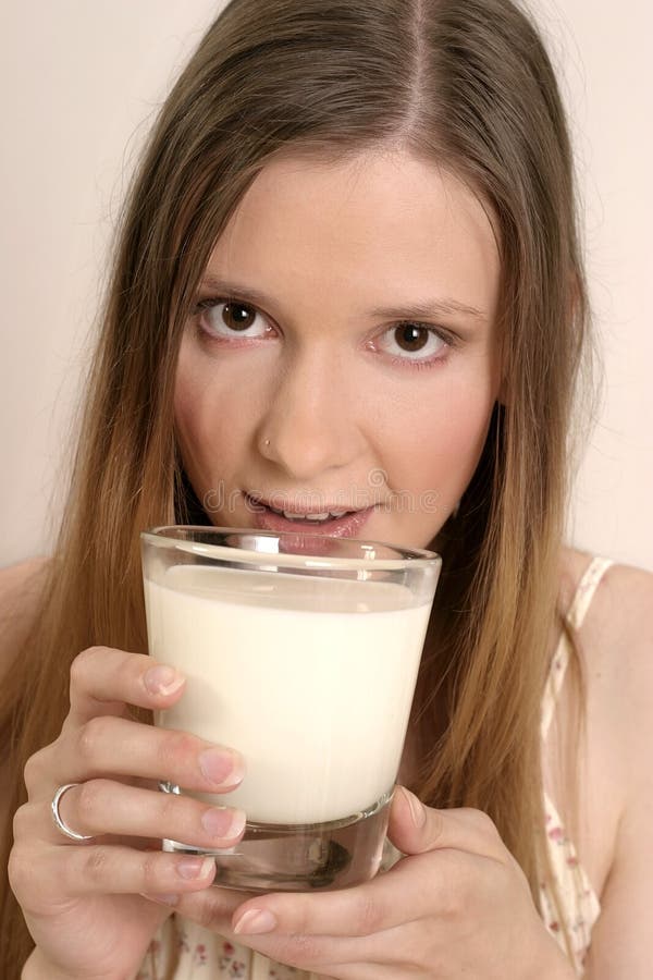 Girl Is Drinking Milk Stock Image Image Of Milk Delicious 2229713 