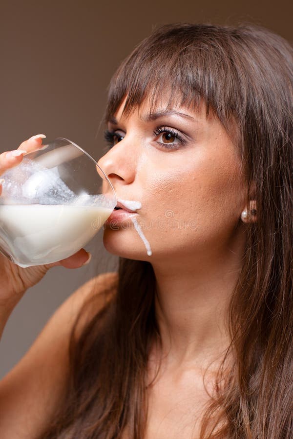 Girl Drinking Milk Stock Photo Ima