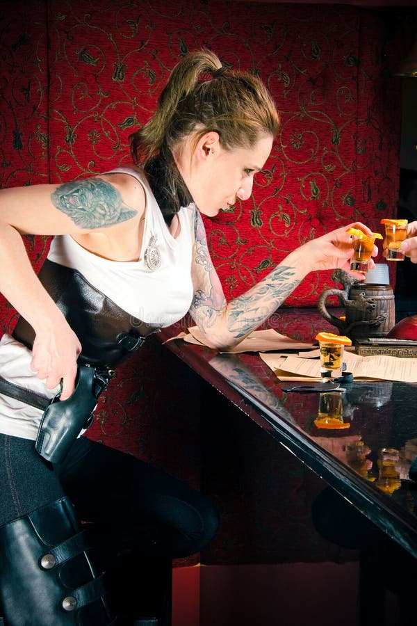 Girl Drinking Tequila at the Bar Stock Image Image of costume