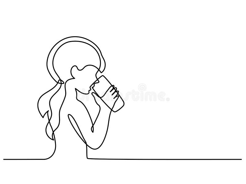 Girl drinking water from glass stock illustration Girl drinking water from glass stock illustration