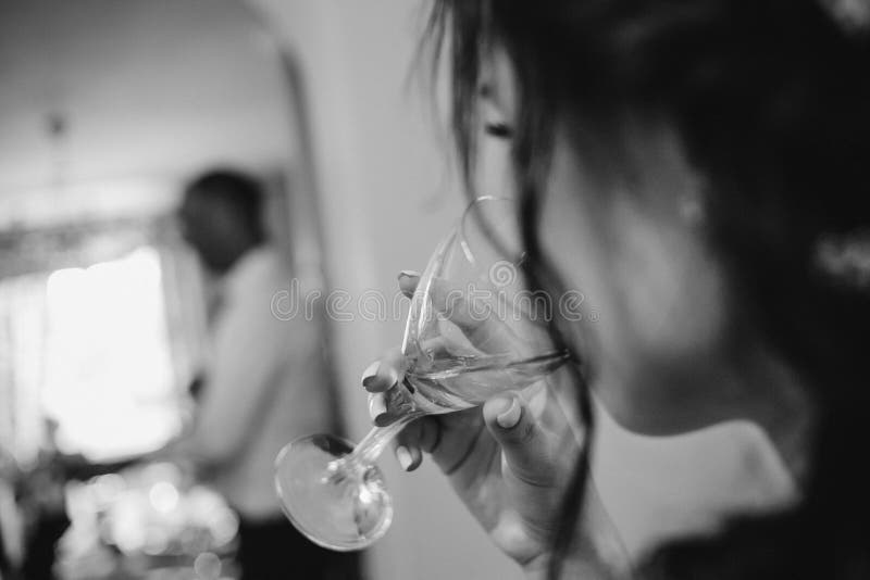 Girl Drinks Alcohol Looks Man Sad Face Stock Photo Image of alcohol
