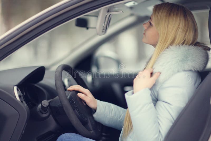 Girl driving a car stock photo. Image of caucasian, female 64154366