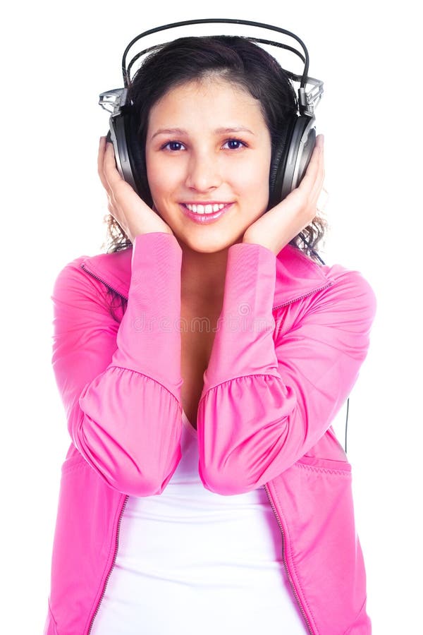 Girl with earphones stock photo. Image of happiness, female 13498712