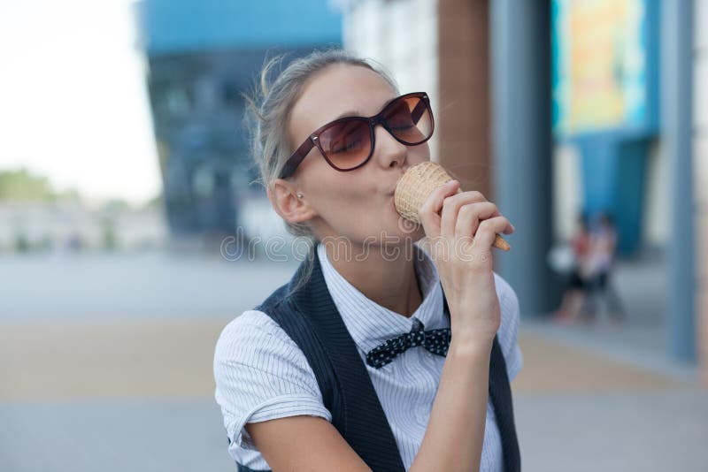 Girl eating ice cream